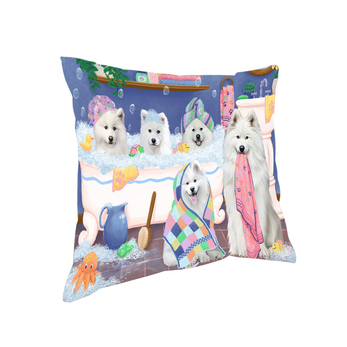 Rub A Dub Dogs In A Tub Samoyeds Dog Pillow PIL81564