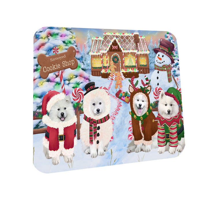 Holiday Gingerbread Cookie Shop Samoyeds Dog Coasters Set of 4 CST56573