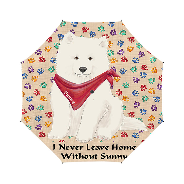 Custom Pet Name Personalized I never Leave Home Samoyed Dog Semi-Automatic Foldable Umbrella