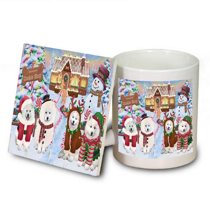 Holiday Gingerbread Cookie Shop Samoyeds Dog Mug and Coaster Set MUC56607