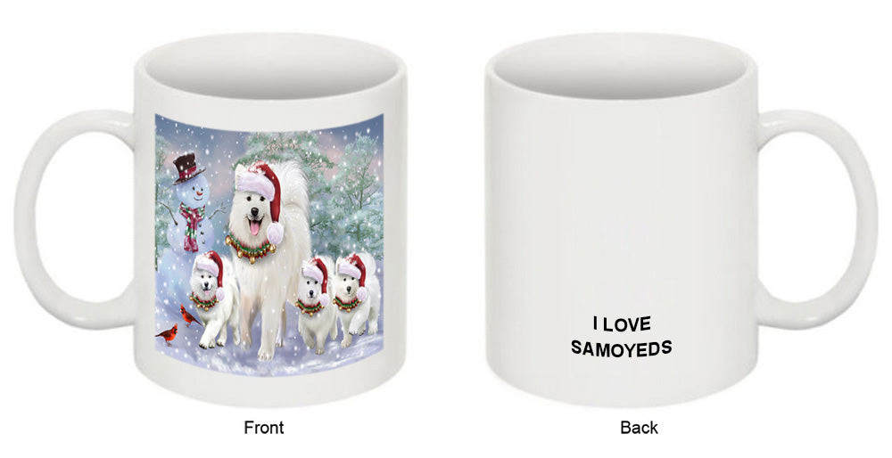 Christmas Running Family Dogs Samoyeds Dog Coffee Mug MUG49624