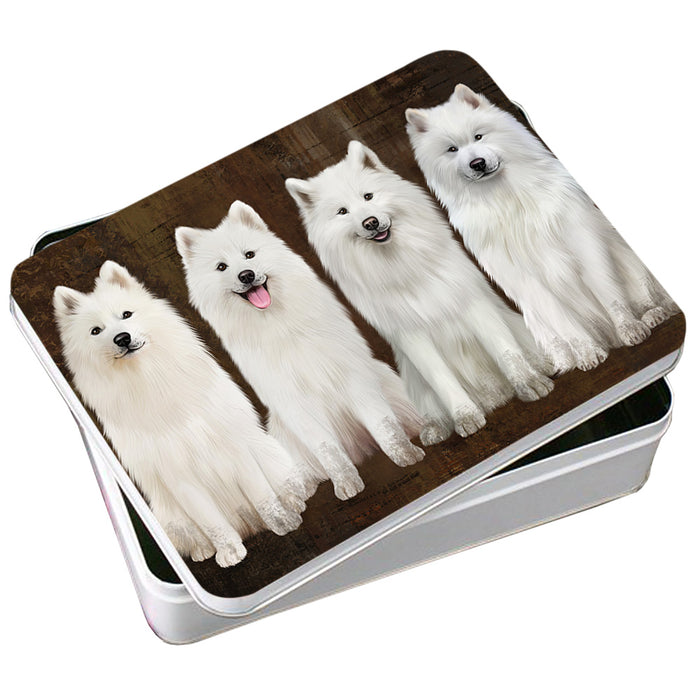 Rustic 4 Samoyeds Dog Photo Storage Tin PITN54309