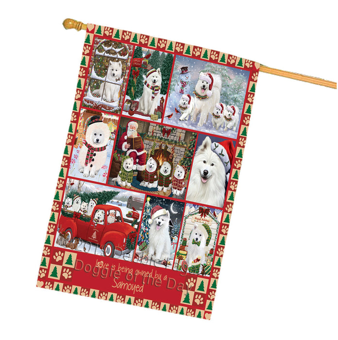 Love is Being Owned Christmas Samoyed Dogs House Flag FLG66090