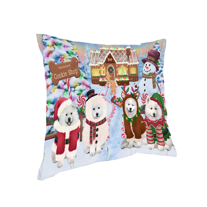 Holiday Gingerbread Cookie Shop Samoyeds Dog Pillow PIL80752