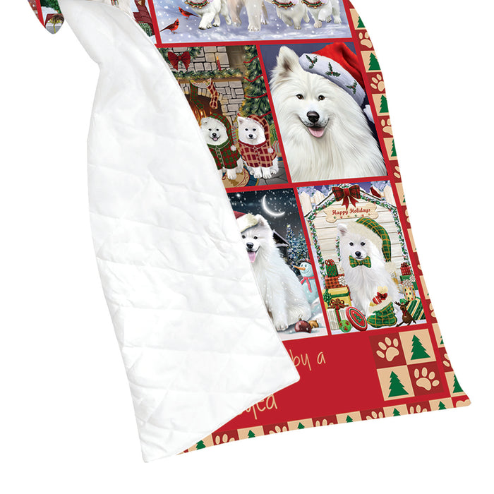 Love is Being Owned Christmas Samoyed Dogs Quilt