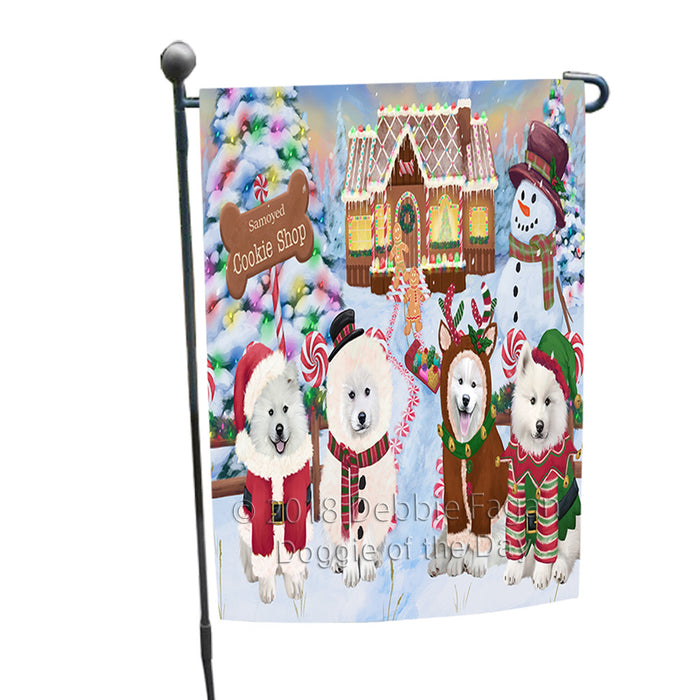 Holiday Gingerbread Cookie Shop Samoyeds Dog Garden Flag GFLG57243