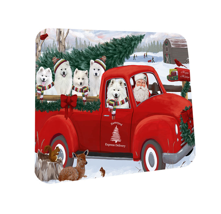 Christmas Santa Express Delivery Samoyeds Dog Family Coasters Set of 4 CST55021