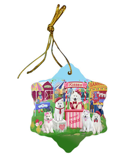 Carnival Kissing Booth Samoyeds Dog Star Porcelain Ornament SPOR56277
