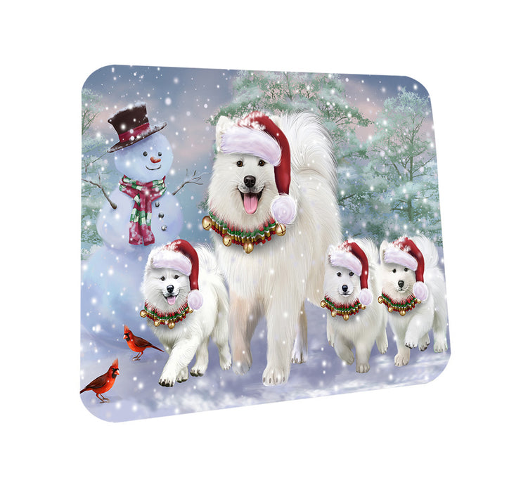 Christmas Running Family Dogs Samoyeds Dog Coasters Set of 4 CST54184