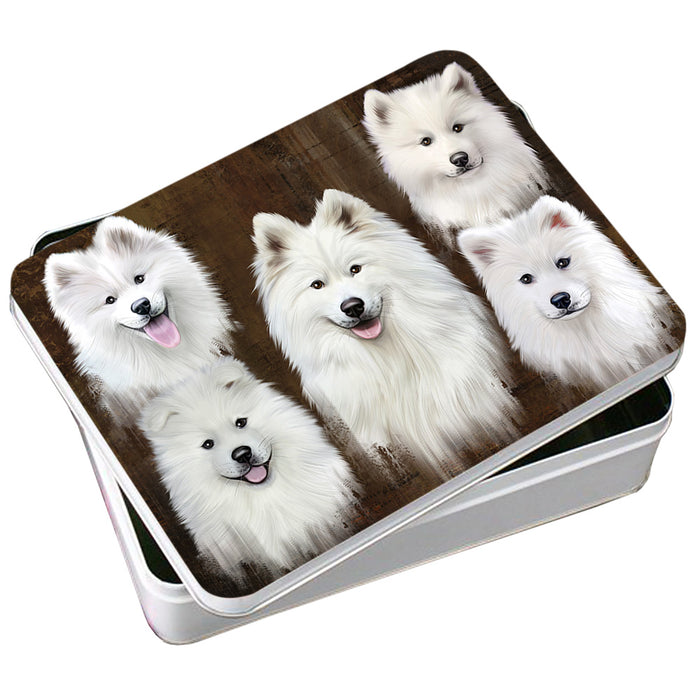 Rustic 5 Samoyed Dog Photo Storage Tin PITN54089