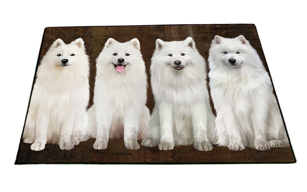 Rustic 4 Samoyeds Dog Floormat FLMS54631