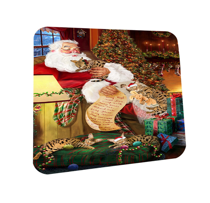 Santa Sleeping with Savannah Cats Christmas Coasters Set of 4 CST52780