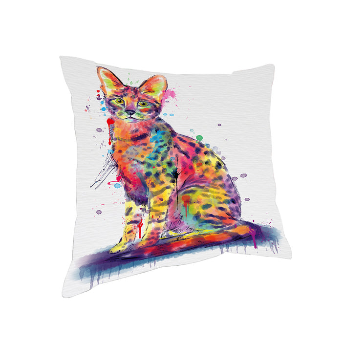 Watercolor Savannah Cat Pillow with Top Quality High-Resolution Images - Ultra Soft Pet Pillows for Sleeping - Reversible & Comfort - Ideal Gift for Dog Lover - Cushion for Sofa Couch Bed - 100% Polyester