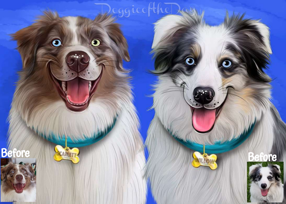 Digital Painting PERSONALIZED Caricature PET PORTRAIT! Custom Pet Dog or Cat Art