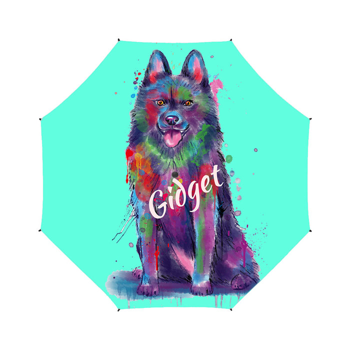 Custom Pet Name Personalized Watercolor Schipperke DogSemi-Automatic Foldable Umbrella