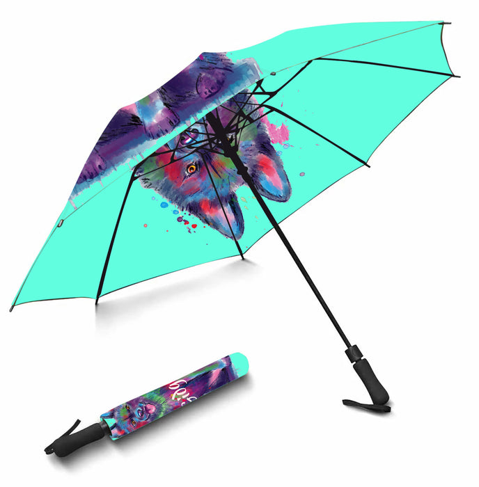Custom Pet Name Personalized Watercolor Schipperke DogSemi-Automatic Foldable Umbrella
