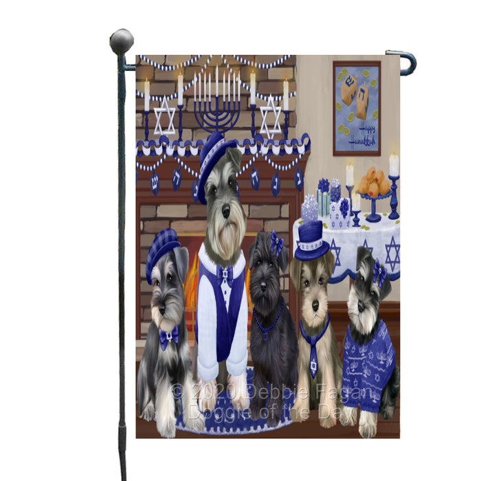 Happy Hanukkah Family Schnauzer Dogs Garden Flag GFLG65773