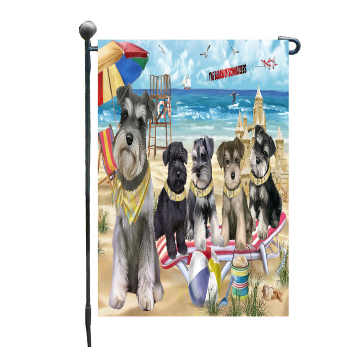 Pet Friendly Beach Schnauzer Dogs Garden Flags Outdoor Decor for Homes and Gardens Double Sided Garden Yard Spring Decorative Vertical Home Flags Garden Porch Lawn Flag for Decorations