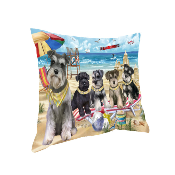 Pet Friendly Beach Schnauzer Dogs Pillow with Top Quality High-Resolution Images - Ultra Soft Pet Pillows for Sleeping - Reversible & Comfort - Ideal Gift for Dog Lover - Cushion for Sofa Couch Bed - 100% Polyester