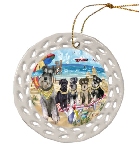 Pet Friendly Beach Schnauzer Dogs  Doily Ornament DPOR58518