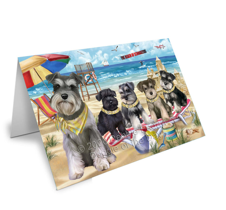 Pet Friendly Beach Schnauzer Dogs Handmade Artwork Assorted Pets Greeting Cards and Note Cards with Envelopes for All Occasions and Holiday Seasons