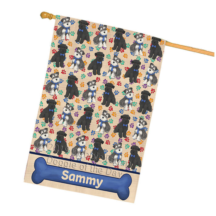 Rainbow Paw Print Schnauzer Dogs House Flag FLG65374