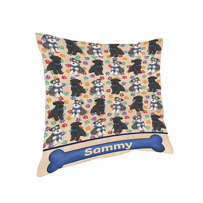 Rainbow Paw Print Schnauzer Dogs Pillow PIL84376