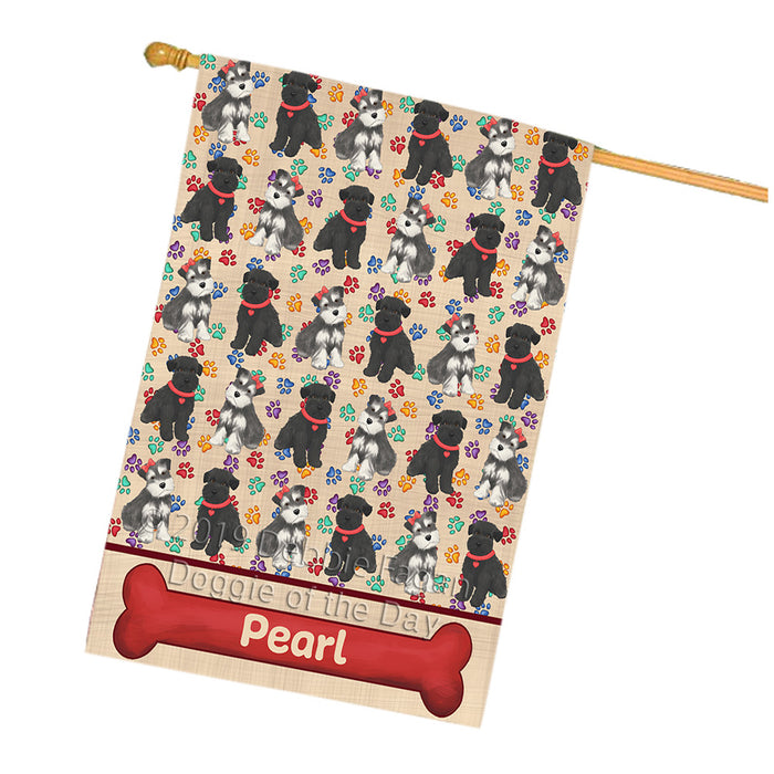 Rainbow Paw Print Schnauzer Dogs House Flag FLG65375