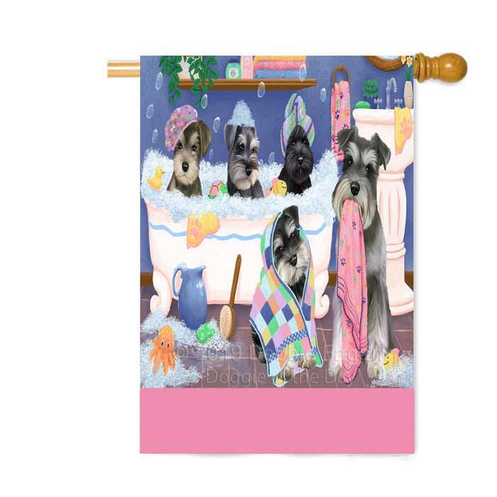 Personalized Rub A Dub Dogs In A Tub Schnauzer Dogs Custom House Flag FLG64370