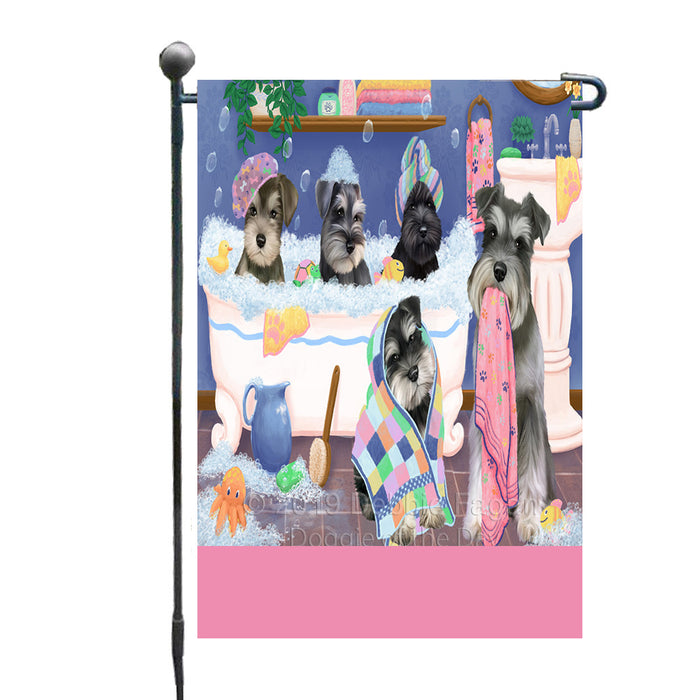 Personalized Rub A Dub Dogs In A Tub Schnauzer Dogs Custom Garden Flag GFLG64905