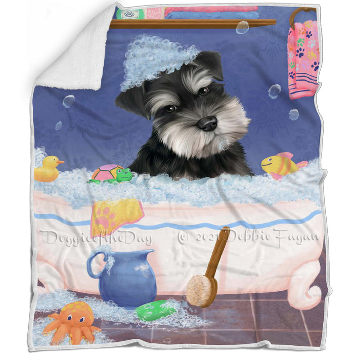 Rub A Dub Dog In A Tub Schnauzer Dog Blanket BLNKT143144