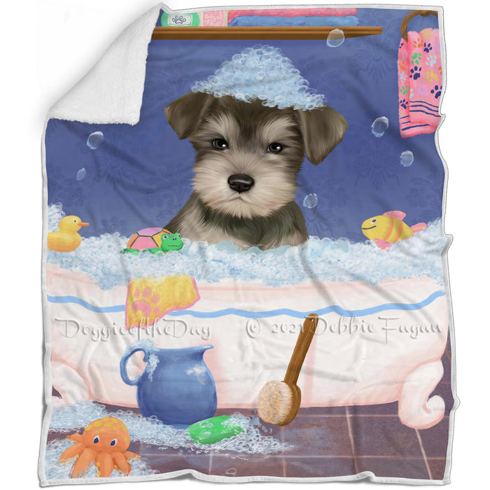 Rub A Dub Dog In A Tub Schnauzer Dog Blanket BLNKT143145