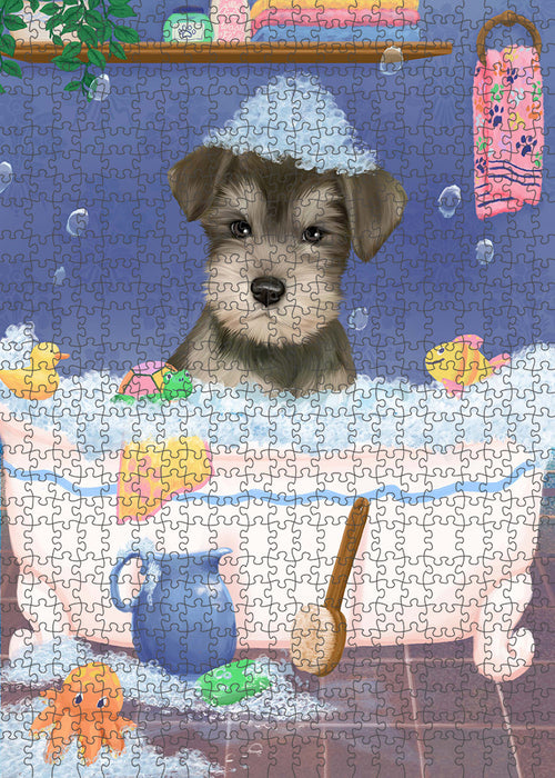 Rub A Dub Dog In A Tub Schnauzer Dog Portrait Jigsaw Puzzle for Adults Animal Interlocking Puzzle Game Unique Gift for Dog Lover's with Metal Tin Box PZL348