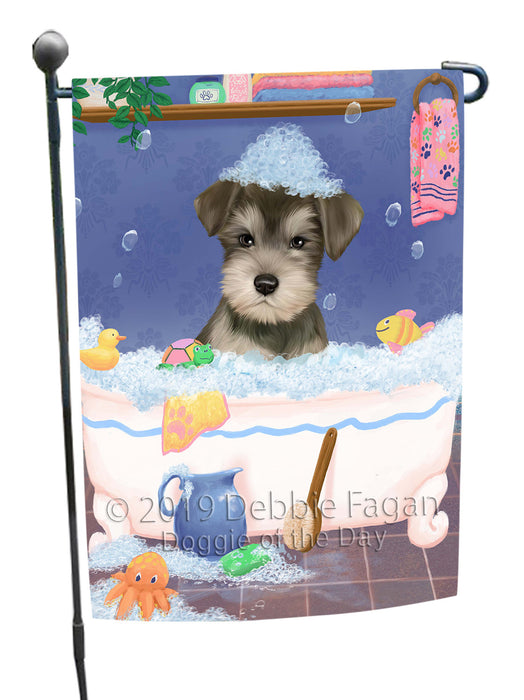 Rub A Dub Dog In A Tub Schnauzer Dog Garden Flag GFLG66292