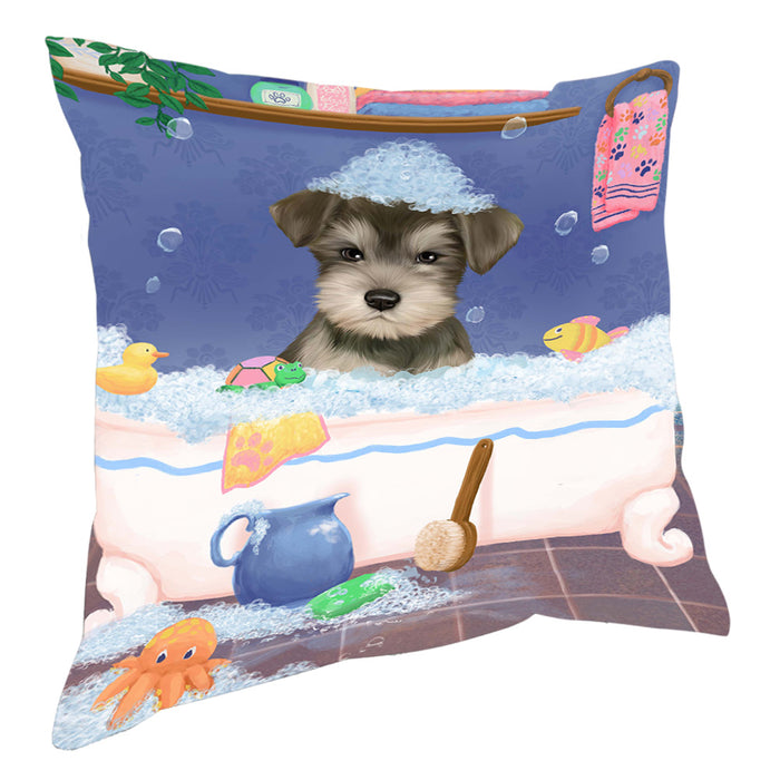 Rub A Dub Dog In A Tub Schnauzer Dog Pillow with Top Quality High-Resolution Images - Ultra Soft Pet Pillows for Sleeping - Reversible & Comfort - Ideal Gift for Dog Lover - Cushion for Sofa Couch Bed - 100% Polyester, PILA90763