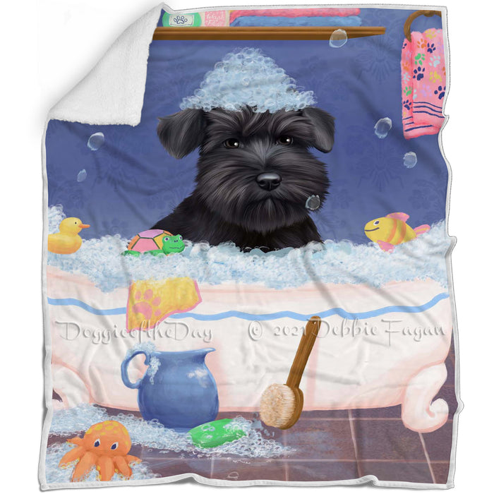 Rub A Dub Dog In A Tub Schnauzer Dog Blanket BLNKT143146