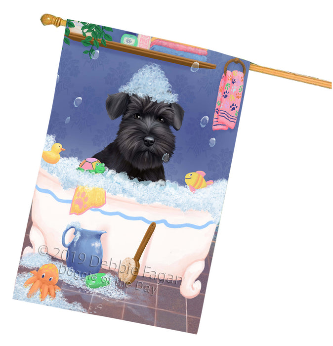 Rub A Dub Dog In A Tub Schnauzer Dog House Flag FLG66349