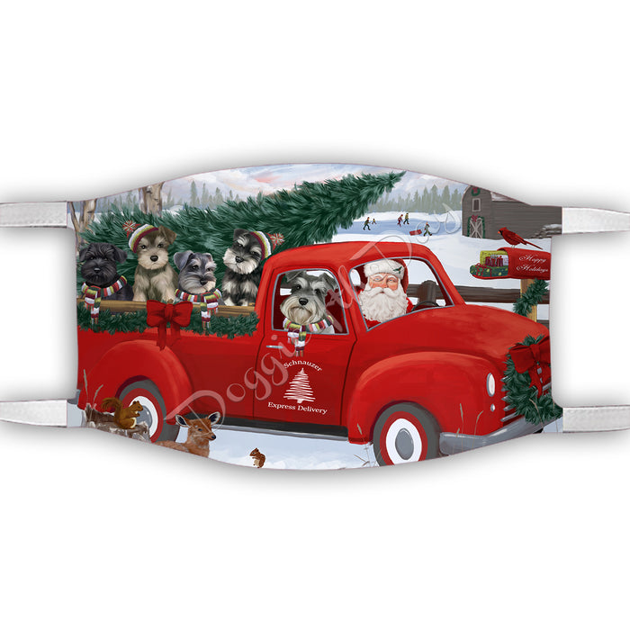 Christmas Santa Express Delivery Red Truck Schnauzer Dogs Face Mask FM48469