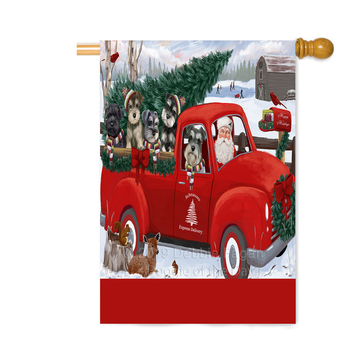Personalized Christmas Santa Red Truck Express Delivery Schnauzer Dogs Custom House Flag FLG-DOTD-A57735