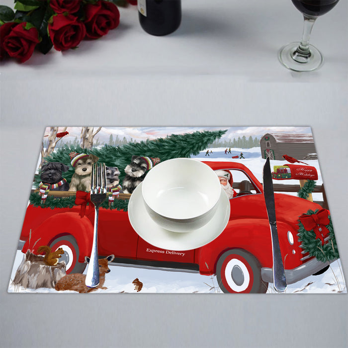 Christmas Santa Express Delivery Red Truck Schnauzer Dogs Placemat