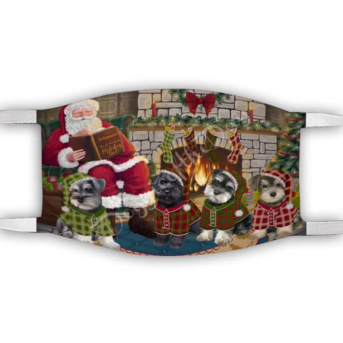 Christmas Cozy Holiday Fire Tails Schnauzer Dogs Face Mask FM48663