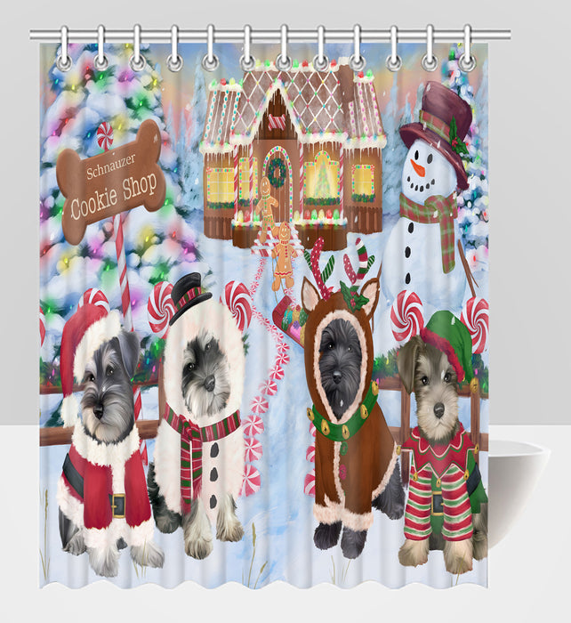 Holiday Gingerbread Cookie Schnauzer Dogs Shower Curtain