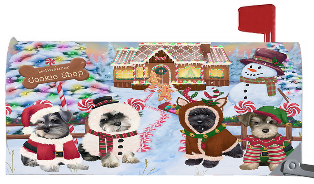 Christmas Holiday Gingerbread Cookie Shop Schnauzer Dogs 6.5 x 19 Inches Magnetic Mailbox Cover Post Box Cover Wraps Garden Yard Décor MBC49021
