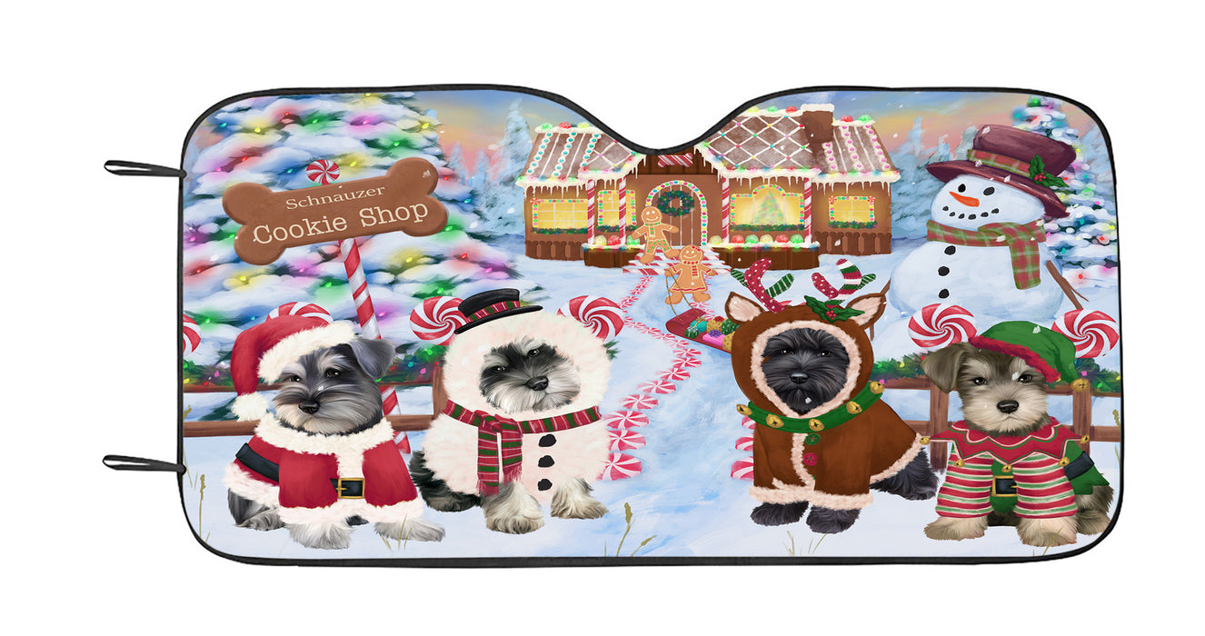 Holiday Gingerbread Cookie Schnauzer Dogs Car Sun Shade