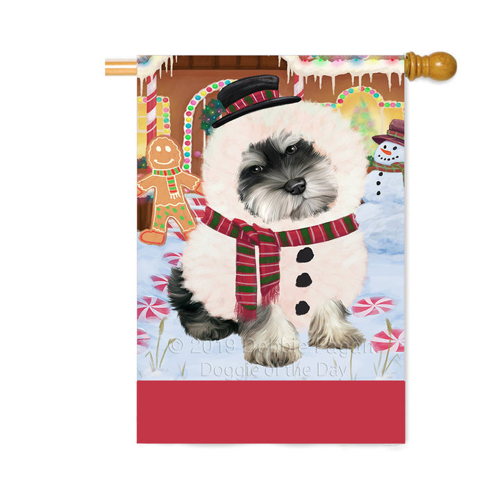 Personalized Gingerbread Candyfest Schnauzer Dog Custom House Flag FLG63944