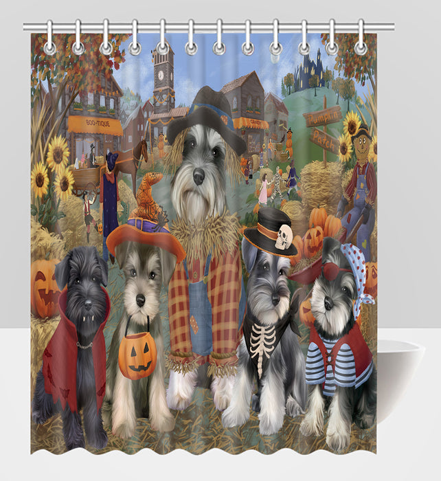 Halloween 'Round Town Schnauzer Dogs Shower Curtain