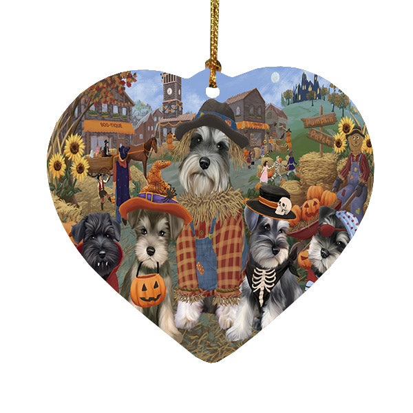 Halloween 'Round Town Schnauzer Dogs Heart Christmas Ornament HPOR57699
