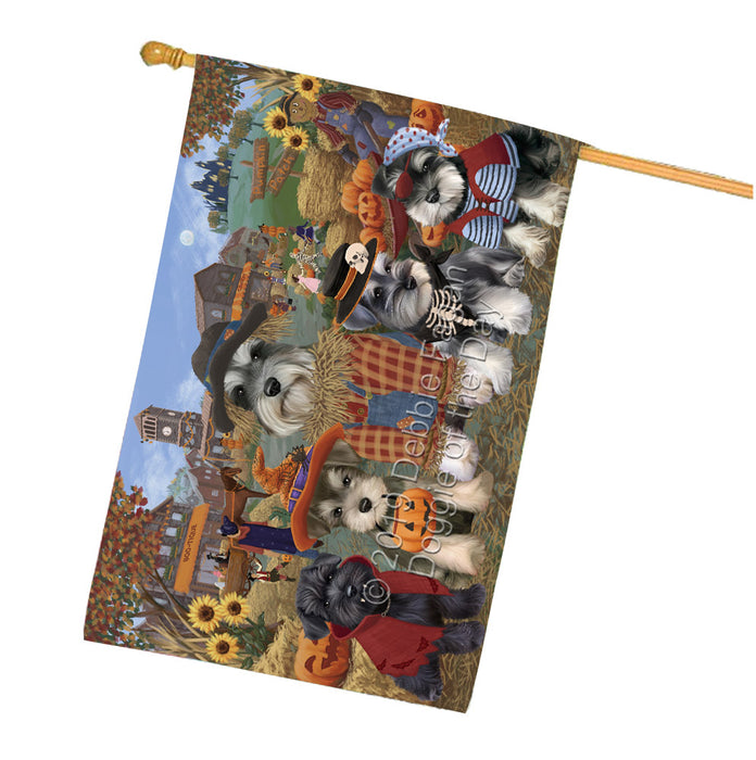 Halloween 'Round Town Schnauzer Dogs House Flag FLG65911