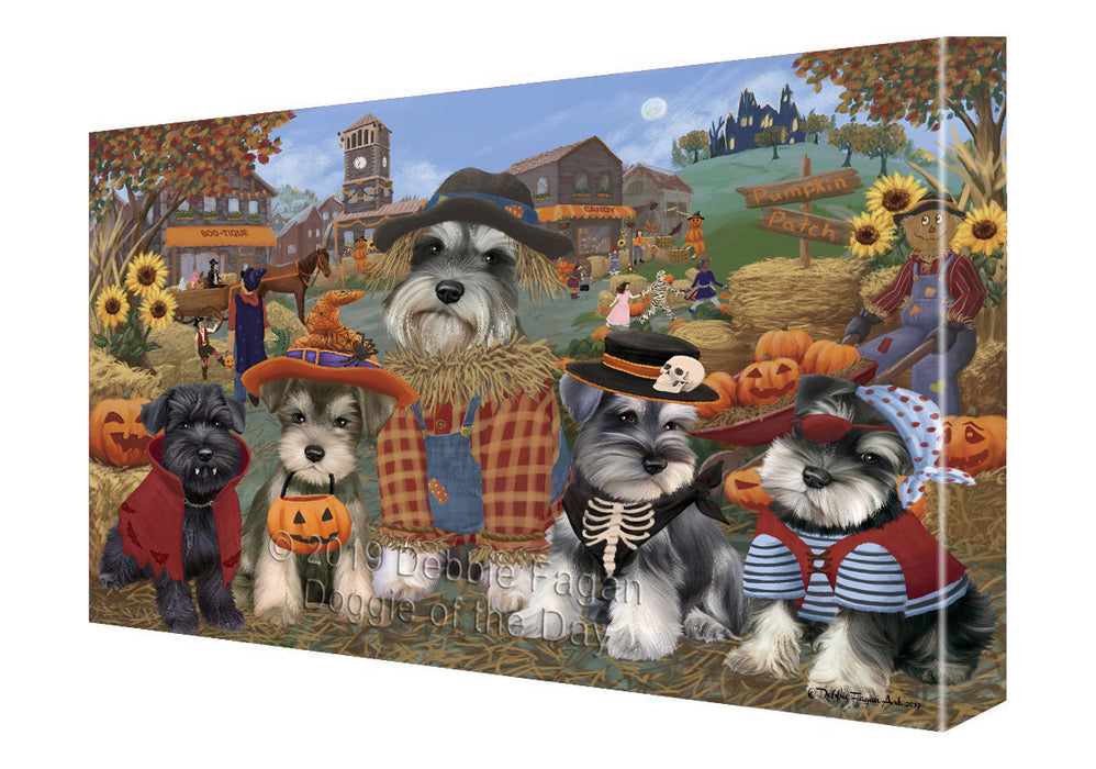 Halloween 'Round Town Schnauzer Dogs Canvas Print Wall Art Décor CVS143954