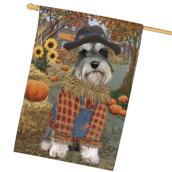 Fall Pumpkin Scarecrow Schnauzer Dogs House Flag FLG65972